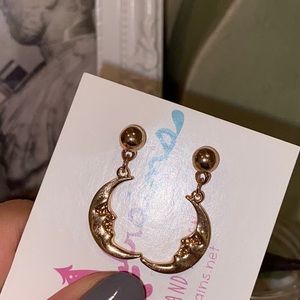gold moon drop earrings